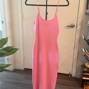 Hera Collection Pink Slip Midi Dress with Spaghetti Straps